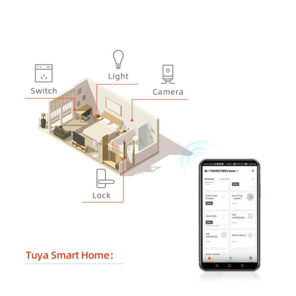 Intelligent Bluetooth Door Lock Tuya App System Controls For Home Use