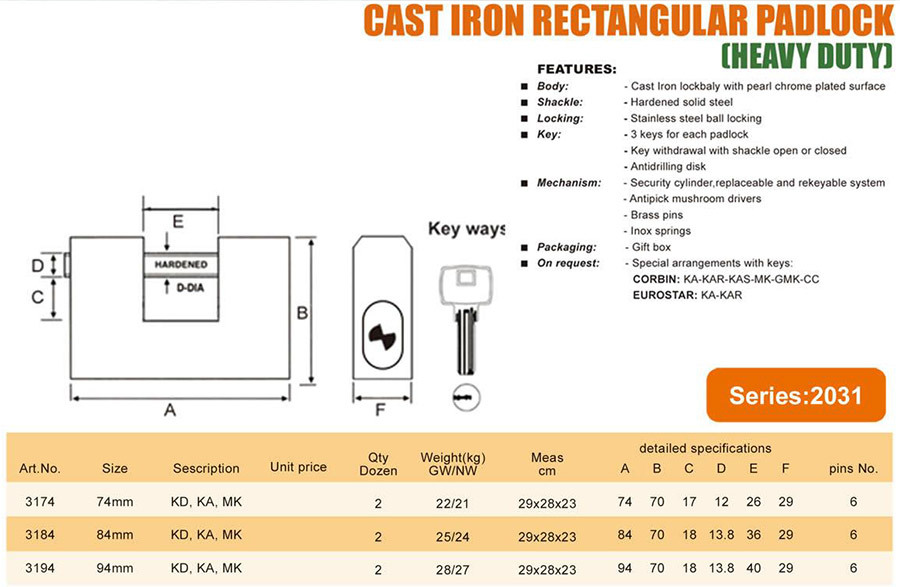 RECTANGULAR IRON PADLOCK