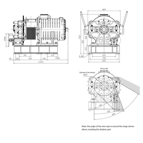 Elevator Gearless Traction Machine SN-GTN2C 14000kg Max. Static Load