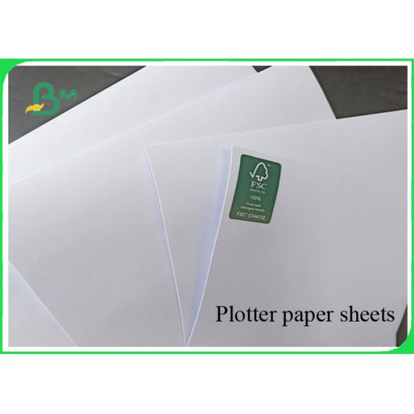 White Color Uncoated Plotter Paper 24'' / 36'' Wide Format Printer For Garments