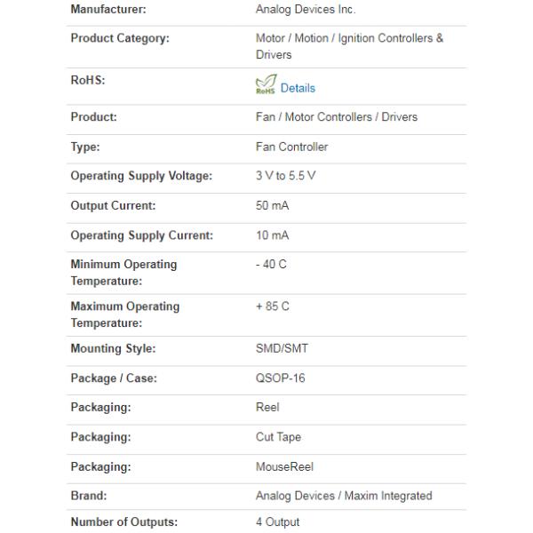 MAX6651EEE+T Maxim Fan-Speed Regulators and Monitorswith Interface Ethernet ICs