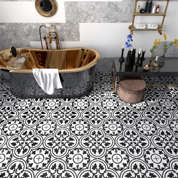 White Black 20x20cm Ceramic Rustic Tile for Indoor Walls