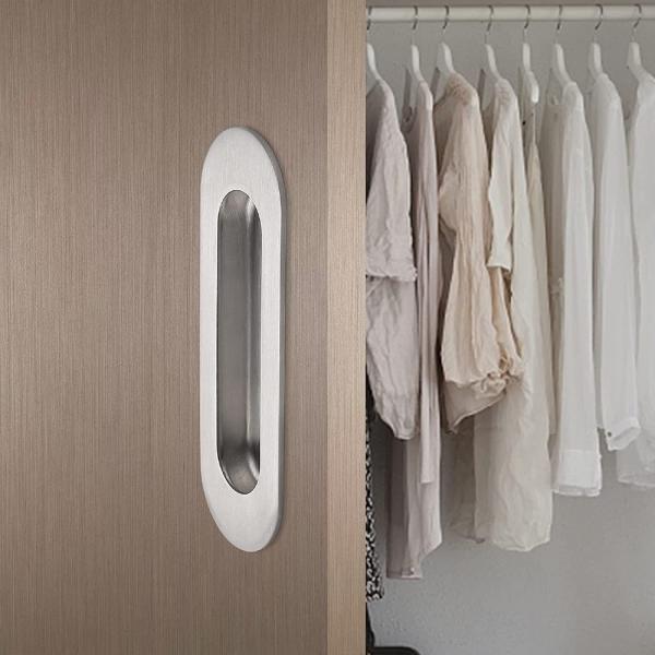 Recessed Flush Pocket Door Pull Oval Shape With Hidden Screw