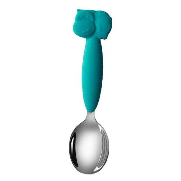 Buy Green SS Silicone Spoon And Fork Kids Self Weaning Spoon CPC Approval at wholesale prices
