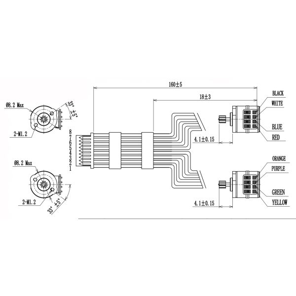 8mm Diameter 2-phase 4-wire Micro Stepper Motor with 385mA Current and 18 Degree Step Angle for Precision Applications