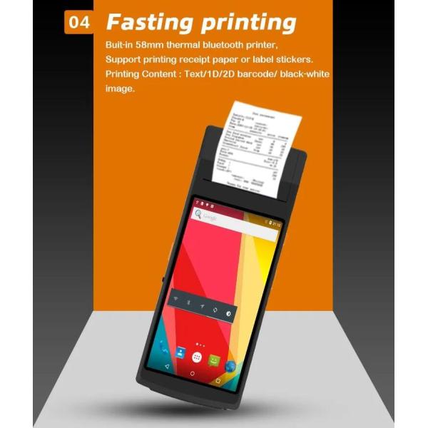 5.5 Inch Android 6.0 GPS PDA NFC Reader 1D/2D Barcode Scanner 58mm Printer Fingerprint Terminal