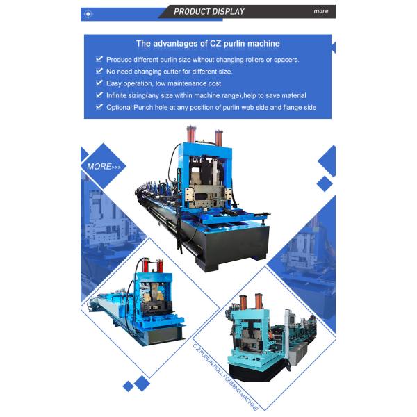 Full automatic CZ purlin profile light gauge steel frame roll forming machine