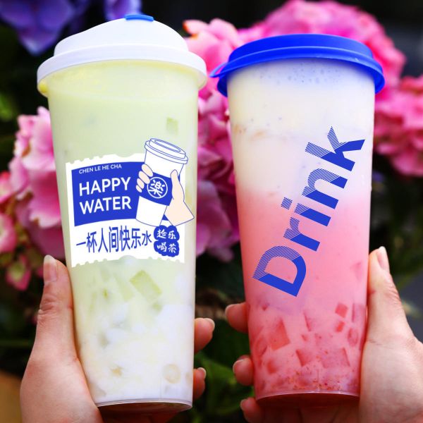 Custom Design your own Disposable PP Boba Milk Tea Plastic Cup With Lid