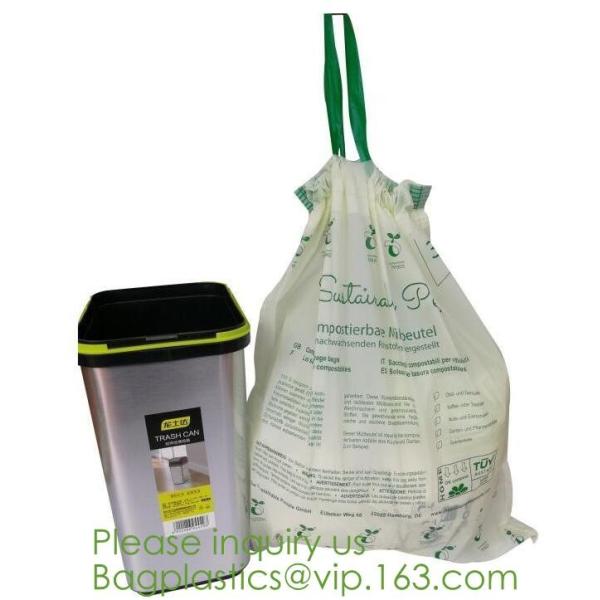 Drawstring Drawtape liner sacks, sachets, closure,shopping biodegradable compostable clear plastic grocery shopping bag,