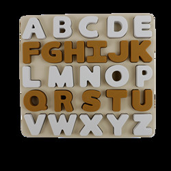 Food Grade Kids Silicone Puzzle With Letters Alphabet Shape