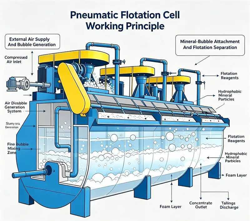 Mining Scale Pneumatic Flotation Equipment For Gold Ore Processing And Beneficiation