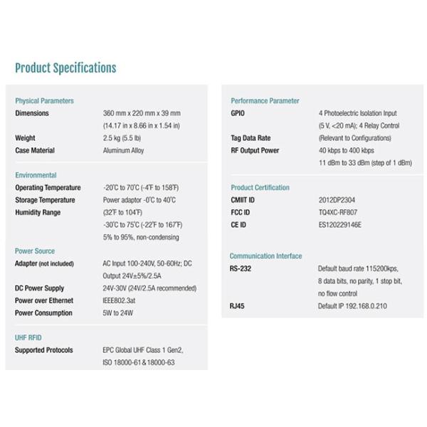 About Rakinda RD-RF807 RAIN RFID Fixed Reader
