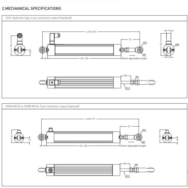 LPC50 - LPC800 Linear Potentiometer Long Stroke Series LPC500D5KCH2 for machine manufacturing industry