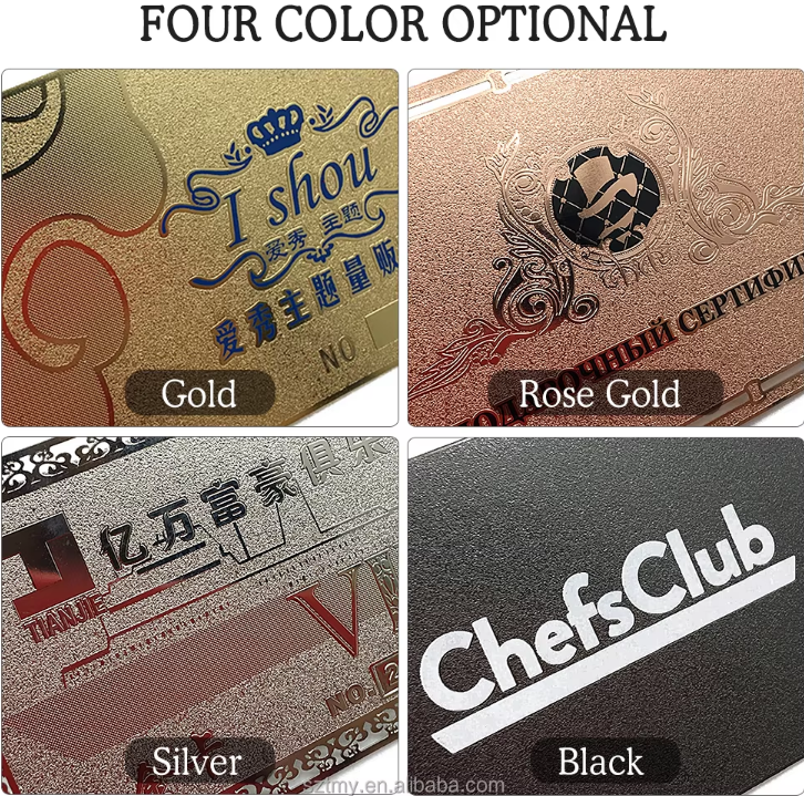 Custom Membership VIP Business Cards With Qr Code Luxury Plated Embossed Black and Gold Edge