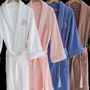 Quality Unisex Cotton Terry Bathrobe Soft With Pure Colour Pattern Durable Stitching Materials for sale