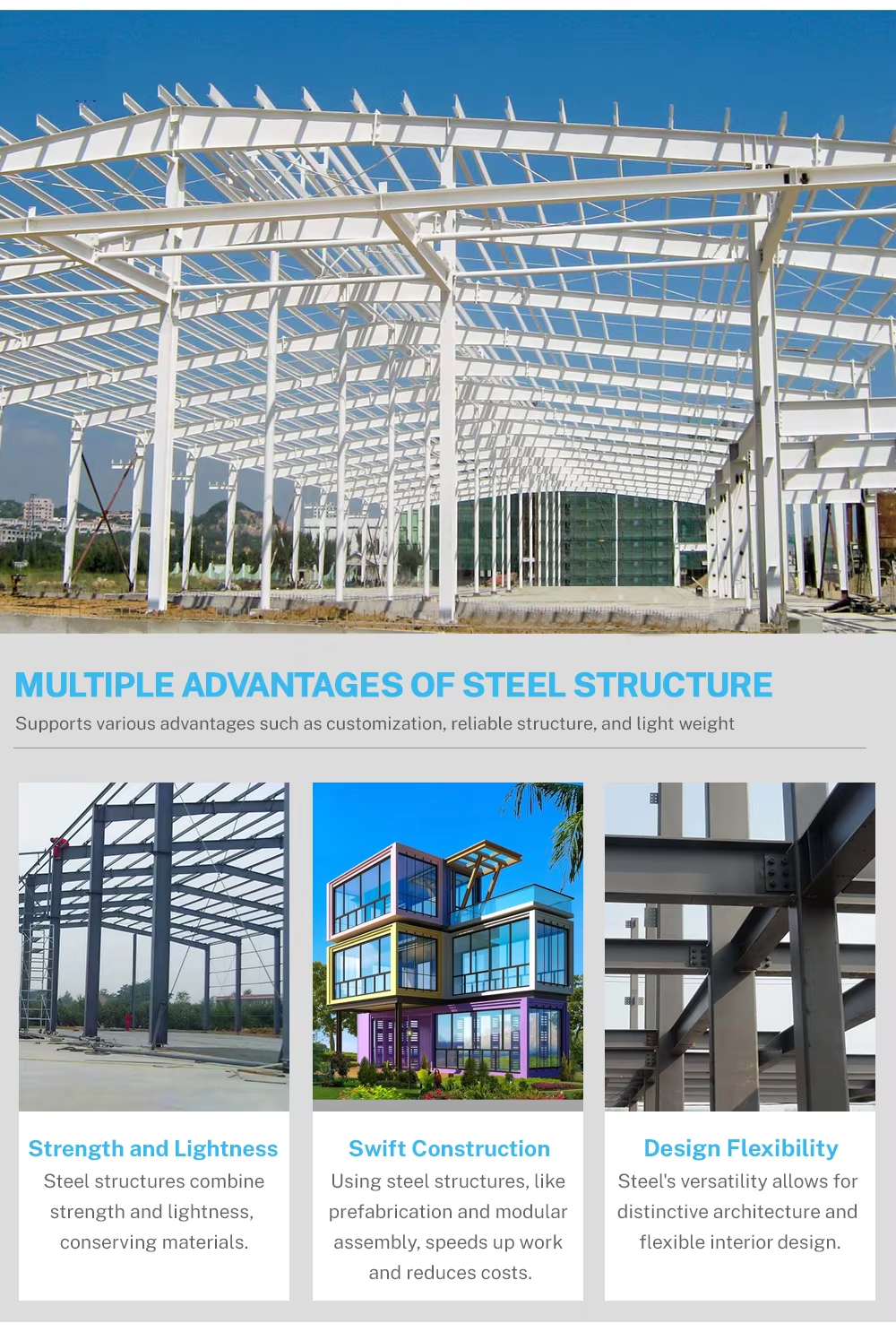 Prefabricated Light Steel Structure Frame Factory Construction Hangar Storage Shed