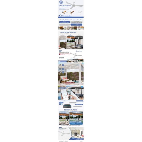 Outdoor Waterproof ABS Plastic Ceiling Fan With Remote Control