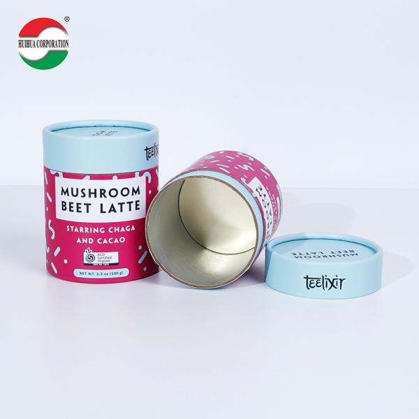 Custom Design Food Grade Tea Container Packaging Recyclable Material Luxury Candy Round Gift Boxes Kraft Paper Tube Cylinder With Seal Metal Lid