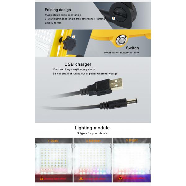 Durable Waterproof And Flexible Cordless Portable LED Floodlight Work Light Can Be Charged By USB, with A Rotating Handl