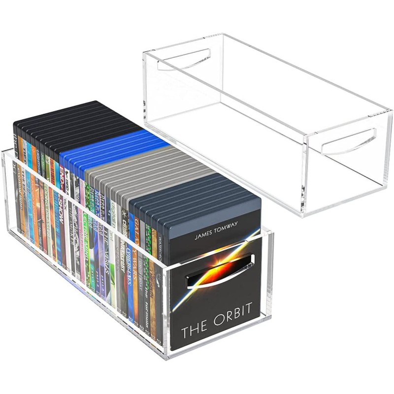 Custom Square Acrylic Desktop Storage Box with Handle Transparent Office Organizer for Cards Bags Hanging Items Candies