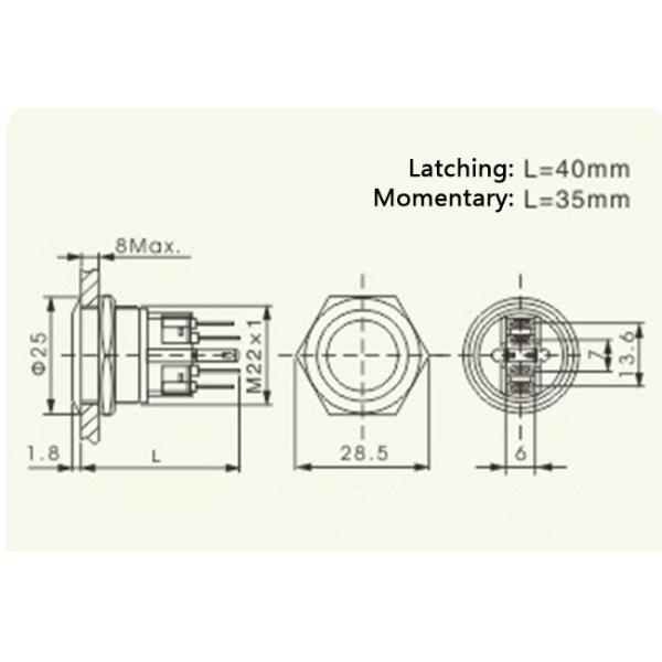 LED Light Ring Aluminum Push Button Switch 22mm Durable For Longstanding Press
