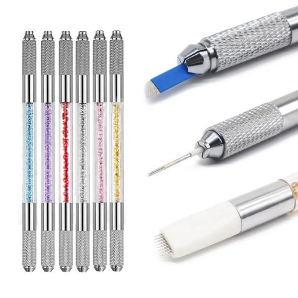 Double Sides Crystal Acrylic Microblading Tattoo Pen 14cm Length
