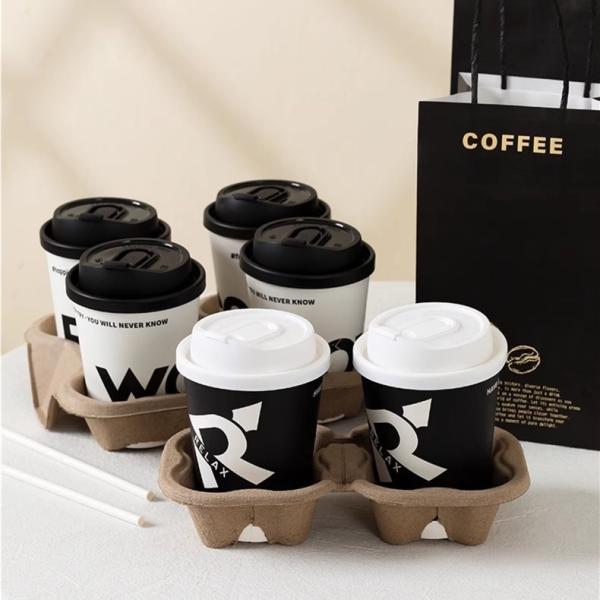 Four Cups Takeout Cup Milk Tea Coffee Packaging Base with Customized Single Cup Design