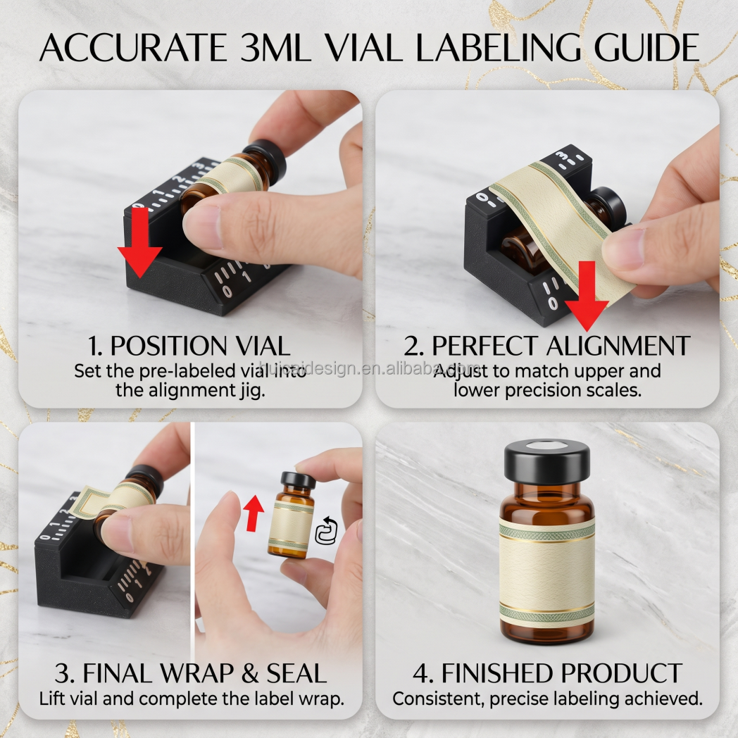 New Laboratory Practical Small Bottle Vial Label Applicator with Precision Scale for Peptide Glass and Plastic Bottles