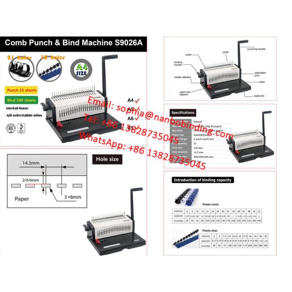 Economical S9026A Documents Notebook comb binding machine For Office Use
