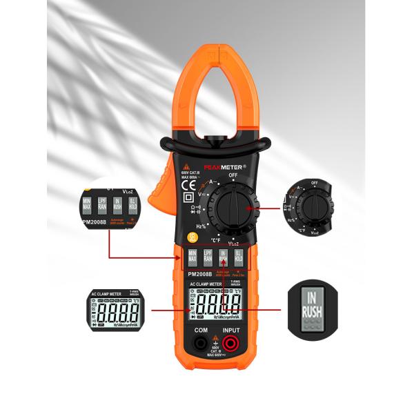 AC Digital CLamp Meter With Auto And Manual Range,Ammeter , Voltmeter , Ohmmeter And Backlight Current Measurement