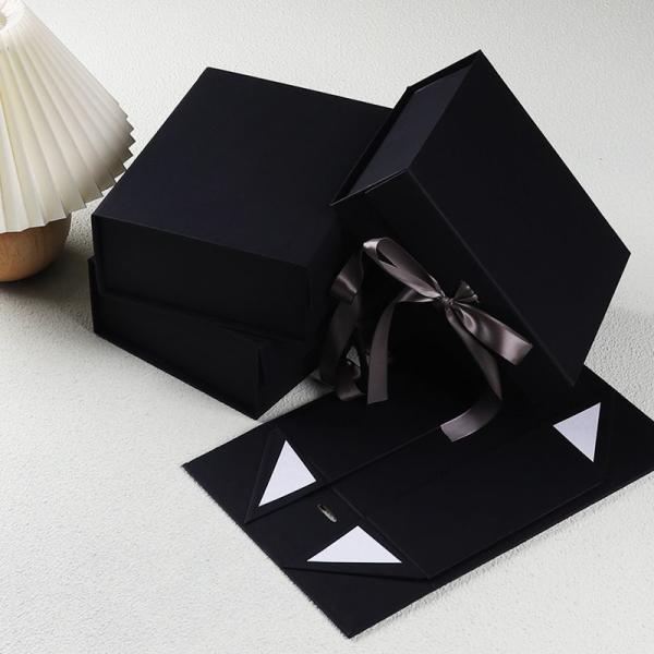 Recyclable Folding Carton Packaging Boxes With Magnetic Closure And Ribbon Closure