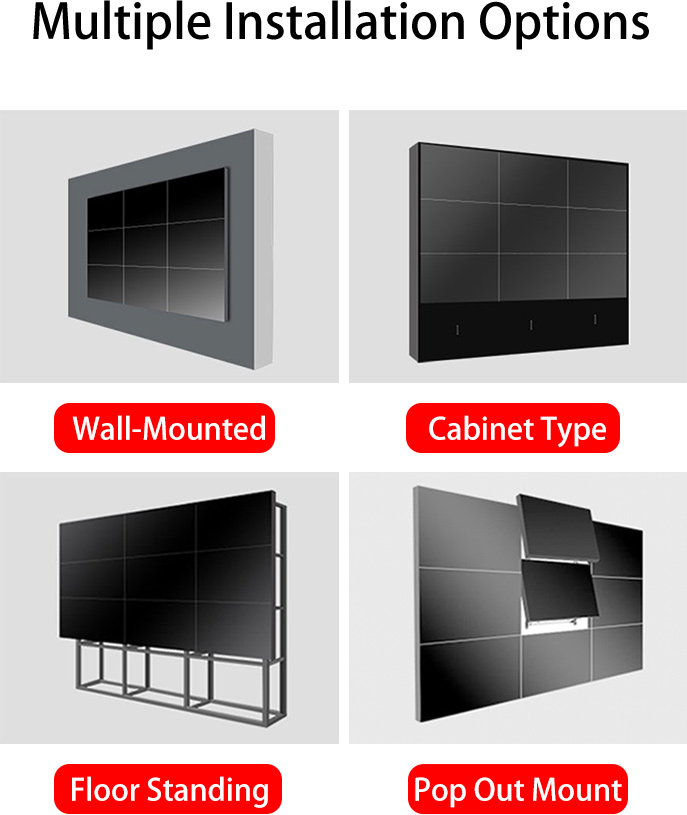 Ultra Slim 4K Customizable Size LCD Advertising Screen Splicing Panel Indoor Video Wall Animation Graphics for Subway Airport