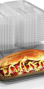 Disposable Plastic Hinged Loaf Containers - Durable Small Hoagie Container - Perfect For Hoagies, Fruits, Salad