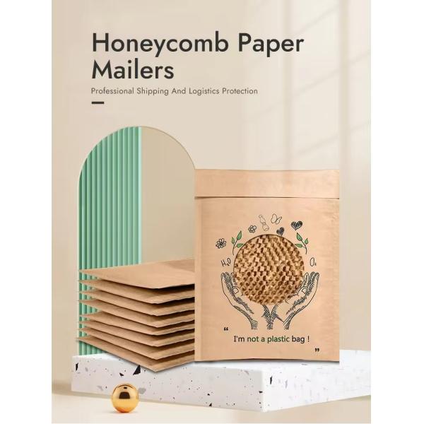 Compostable Honeycomb Padded Kraft Paper Express Envelope Biodegradable Shockproof Mailers Shipping Mailing Bags