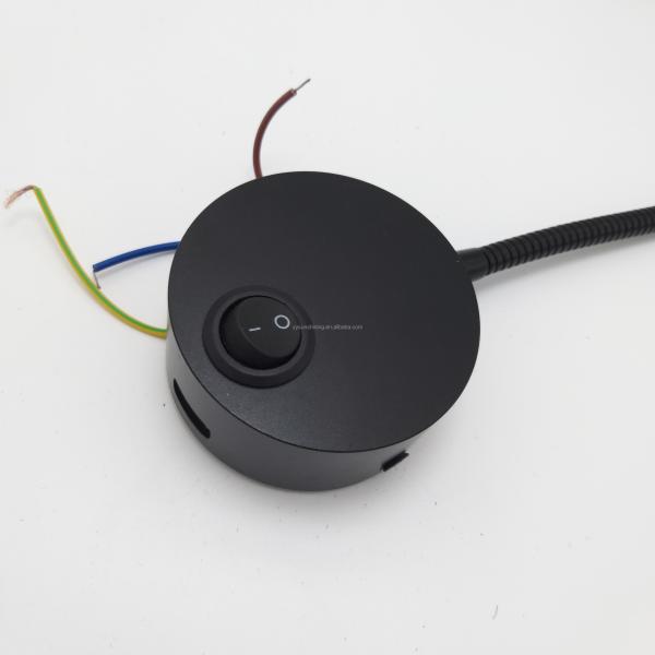 Adjustable Gooseneck Wall Reading Light with USB Port Switch Control AC 100-240V Input