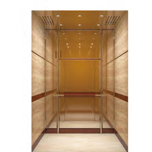 Gold Mirror Residential Elevators Cabin Decoration For Passenger Lift
