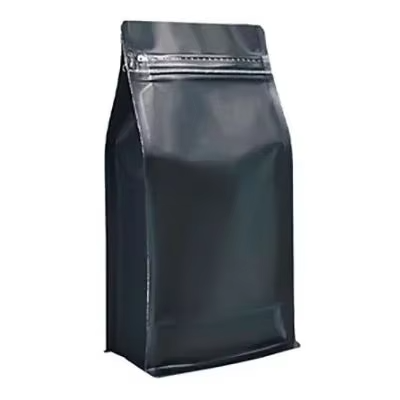 High Barrier Foil Flat Bottom Heat Sealed Beans Packaging Side Zipper Coffee Bags with Valve Bags