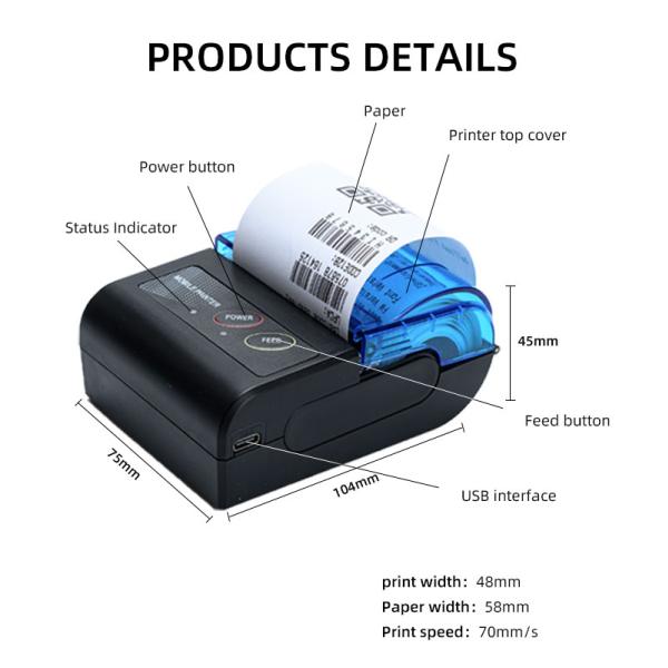 Wireless Handheld Bluetooth Inkjet Mini Kiosk Printer for Wireless/USB Interface