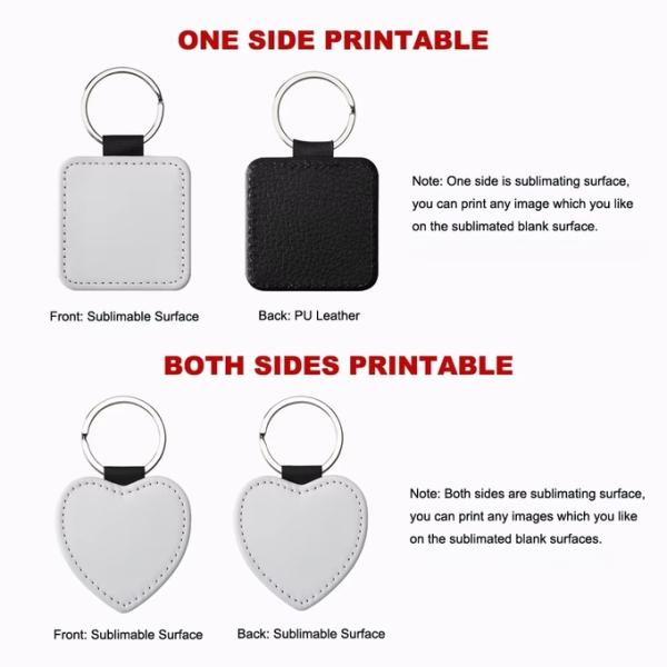 Custom Leather Keychain Printable Double Sided Sublimation Leather Keychain Blanks