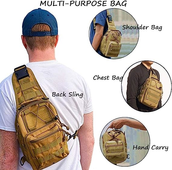 Tactical Shoulder Sling Bag Small Outdoor Chest Pack For Men Traveling, Trekking, Camping, Rover Sling Daypack