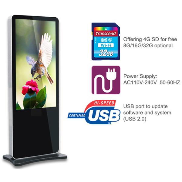 Standalone USB Electronic Signage Display , Floor Standing Lcd Advertising Display