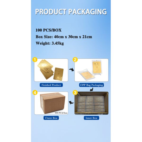 Custom Design Personalized logo Waterproof High Quality Luxury Metal Gold Foil Poker Dubai 24k Gold Plated Playing Card