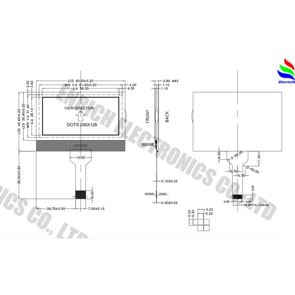 2.7 Inch 256x128 Dot Matrix LCD Display with COG Technology for POS Applications