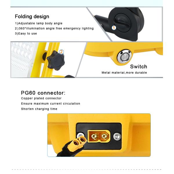 50W High Lumens LED Work Light 360° Rotating Foldable Retractable USB Charging