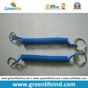 Quality Simple Design Blue Spring String Coiled Key Chain Lanyard Holder for sale