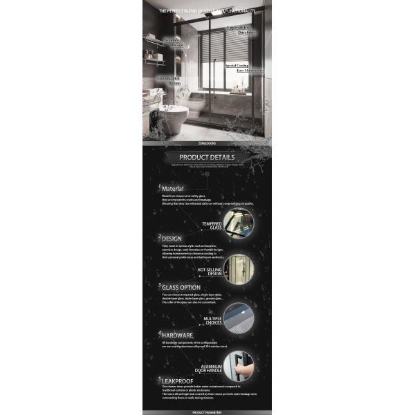 Custom Design 10 Mm Frameless 2 Panel Black Bifold Bathroom Screen Single Hinge Glass Shower Doors