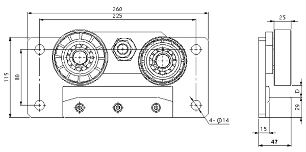 0.4m/S Passenger Elevator Lift Roller Guide Shoes Elevator Parts