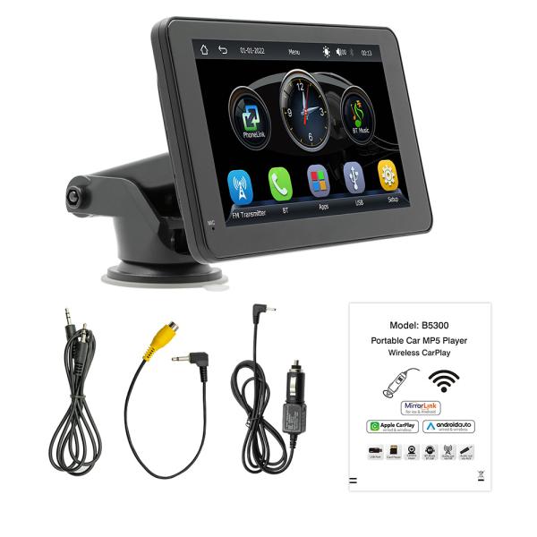 Creatall 7 Inch Portable Car MP5 Player for Bluetooth Hands-Free Wired/Wireless CarPlay & Android Auto Stereo Audio WAV MP3