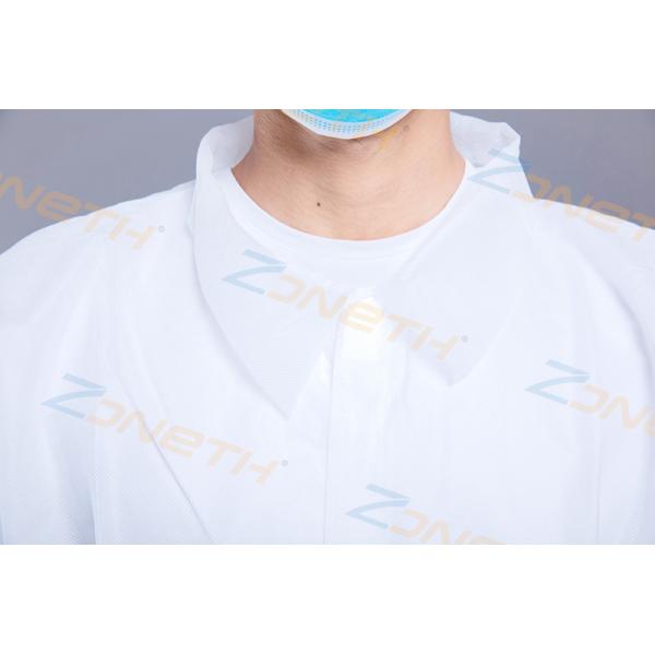 Non Woven 35g Disposable White Lab Coats With Hook Loop