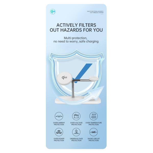 All In 1 Qi Magnetic Portable Wireless Charger 15W Fast Charger White Black